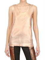 MAISON MARTIN MARGIELA - TANK TOP AUS LAMINIERTER RIPPBAUMWOLLE - WEIß/PUDER