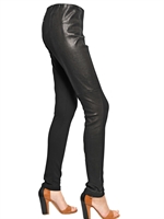 MAISON MARTIN MARGIELA - NAPPA AND COTTON JERSEY LEGGINGS - BLACK