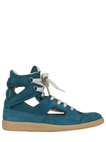 MAISON MARTIN MARGIELA - SNEAKERS CUT OUT IN PELLE 20MM - PETROLIO