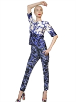 ERDEM - BEDRUCKTES TOP AUS BAUMWOLLPOPELINE - WEISS/BLAU