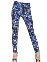 ERDEM - PRINTED TEXTURED COTTON TROUSERS - NAVY/BLUE