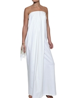 MAISON MARTIN MARGIELA - COTTON SILK POPLIN STRAPLESS LONG DRESS - WHITE