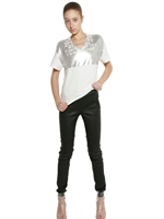 MM6 DI M.M.MARGIELA - PRINTED COTTON T-SHIRT - WHITE/SILVER