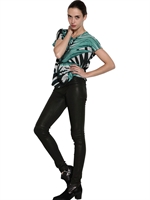 AMERICAN RETRO - CROSS OVER BACK SOFT JERSEY T-SHIRT - GREEN