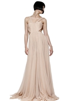 MARIA LUCIA HOHAN - DOTS TULLE LONG DRESS - NUDE