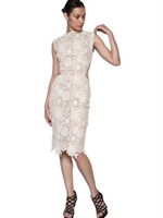 MARIA LUCIA HOHAN - ÄRMELLOSES BAUMWOLLKLEID MIT SPITZE - ELFENBEIN