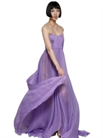 MARIA LUCIA HOHAN - SILK MUSLIN FRONT DRAPE LONG DRESS - PURPLE