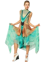 FELICITY BROWN - RUFFLED PRINTED SILK CHIFFON LONG DRESS - MULTI