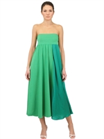 ANTONIO MARRAS - LANGES JERSEYKLEID7ROCK MIT BAUMWOLLVOILE - SMARAGD