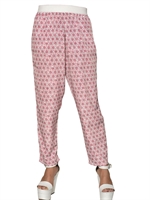 ANTONIO MARRAS - PRINTED TECHNO CREPE DE CHINE TROUSERS - WHITE/FUCHSIA