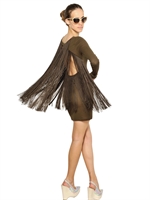 STELLA MCCARTNEY - SILK FRINGED COTTON JERSEY DRESS - MILITARY GREEN
