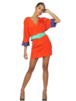 FAUSTO PUGLISI - SEIDENKLEID - ORANGE/LILA