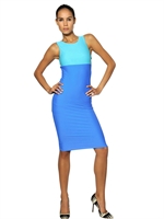 FAUSTO PUGLISI - ZWEIFARBIGES LYCRAKLEID - WASSER/HELLBLAU