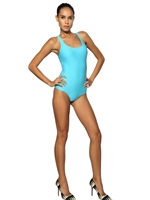 FAUSTO PUGLISI - BODY/COSTUME INTERO IN LYCRA - CELESTE