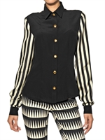 FAUSTO PUGLISI - PRINTED SILK TWILL SHIRT - BLACK/WHITE