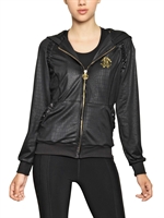 ROBERTO CAVALLI GYM - LYCRAJACKE MIT KROKOPRÄGUNG - SCHWARZ