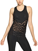 ROBERTO CAVALLI GYM - BAUMWOLL VISKOSE DEVORÉ JERSEY TOP - SCHWARZ