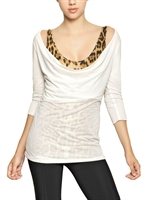 ROBERTO CAVALLI GYM - MICROMODAL JERSEYTOP - WEIß LEOPARD