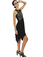 DAMIR DOMA - KLEID AUS BESCHICHTETER BAUMWOLLE & VISKOSEJERSEY - SCHWARZ
