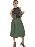 DAMIR DOMA - GONNA IN CADY DI SETA E PELLE - MILITARE/NERO
