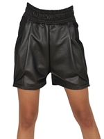 DAMIR DOMA - SHORTS IN COTONE E PELLE - NERO