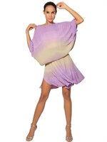 BLUMARINE - LUREX & PLEATED RAYON DRESS - LILAC/YELLOW