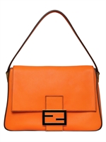 FENDI - BIG MAMMA LEATHER SHOULDER BAG - ORANGE