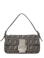 FENDI - BAGUETTE LUREX AND LEATHER SHOULDER BAG - SILVER