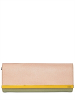FENDI - POCHETTE IN PELLE SAFFIANO BICOLORE - ROSA/MENTA