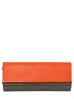 FENDI - POCHETTE IN PELLE SAFFIANO BICOLORE - ARANCIO/GRIGIO