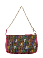 FENDI - POCHETTE IN PVC E PELLE CON LOGO FENDI - MARRONE/MULTI