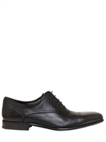 SALVATORE FERRAGAMO - OXFORD LEATHER LACE-UP SHOES - BLACK