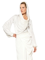VIKTOR&ROLF - HOODED DRAPED VISCOSE JERSEY SHIRT - WHITE