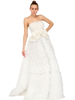 VIKTOR&ROLF - TECHNO TULLE ON SILK SATIN LONG DRESS - WHITE