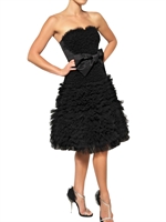 VIKTOR&ROLF - KLEID AUS TECHNOTÜLL AUF SEIDENSATIN - SCHWARZ
