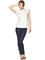 RED VALENTINO - STRETCH COTTON POPLIN SHIRT - WHITE