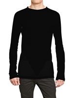 GARETH PUGH - PERFORATED COTTON ROUND NECK SWEATER - BLACK