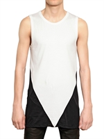 GARETH PUGH - TWO TONE JERSEY & TULLE TANK TOP - WHITE/BLACK