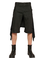 GARETH PUGH - SILK CHIFFON & STRETCH DENIM SHORTS - BLACK
