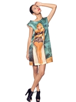 AU JOUR LE JOUR - BEDRUCKTES KLEID AUS ORGANZA & SHANTUNGSEIDE - MULTI
