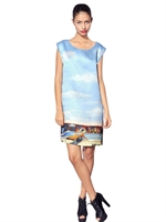 AU JOUR LE JOUR - BEDRUCKTES KLEID AUS ORGANZA & SHANTUNGSEIDE - MULTI