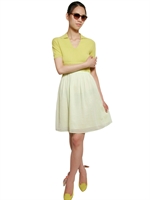 CARVEN - ZWEIFARBIGES STRICK-CHIFFONKLEID - GELB