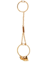 DELFINA DELETTREZ - ZWEI IN EINS DOPPELTER GOLDRING MIT BIENE - GOLD/SCHWARZ