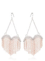 MARIA FRANCESCA PEPE - MULTI CHAIN HEART EARRINGS - PINK/WHITE