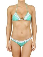 NINA SENICAR - CHECKED LYCRA BRAZILIAN BIKINI - GREEN