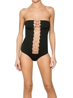 NINA SENICAR - LYCRA SWIMMING SUIT W/ METAL DETAILS - BLACK