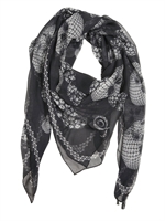 ALEXANDER MCQUEEN - PRINTED CHIFFON SILK FOULARD - BLACK/WHITE