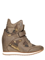 ELENA IACHI - SNEAKERS IN PELLE E COTONE 60MM - MIMETICO