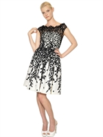 BLUMARINE - COTTON MACRAMÈ & SILK FAILLE DRESS - WHITE/BLACK