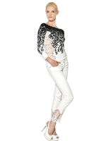 BLUMARINE - TECHNO LACE MACRAMÈ ON RAYON KNIT - WHITE/BLACK